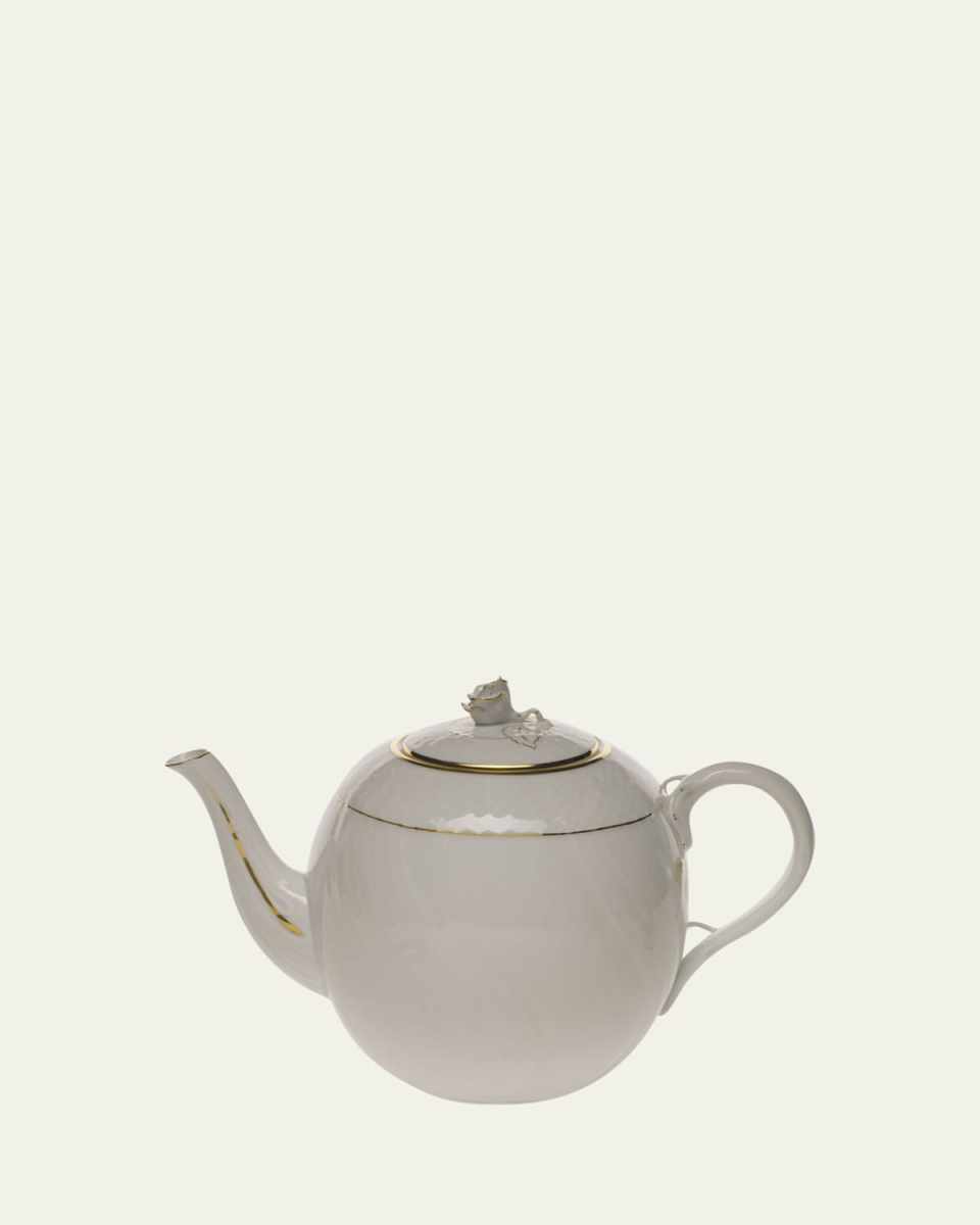 Golden Edge Teapot with Rose